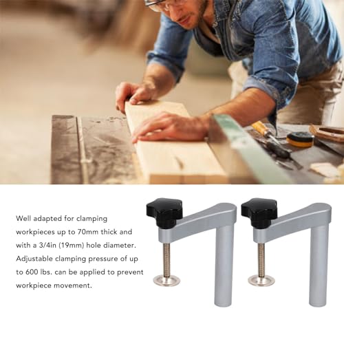 Bench Dog Clamps 2 Pack, 3/4 Hold Fast Dog Hole Clamp for Woodworking Hold Down Dog Clamp - Image 3
