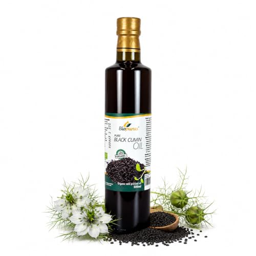 Biopurus Organic Black Cumin Seed Oil 500ml | Premium Egyptian Nigella Sativa Oil | Cold Pressed & Unrefined | Naturally Rich in Thymoquinone | Vegan | Culinary Skin & Hair Care