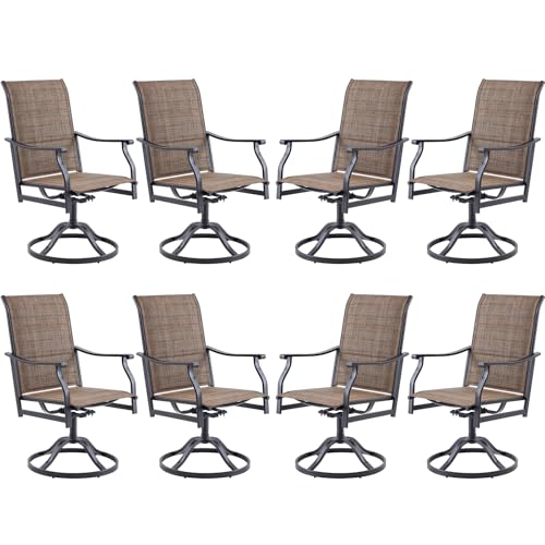 PASBAS Swivel Patio Chairs Set of 8, Outdoor Patio Dining