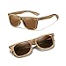 GZWSX Wood sunglasses Frame and Blue Lens | Polarized Wooden Layer Zebra Wood For Men and Women | 100% UVA/UVB Ray Protection (S8712-Brown)