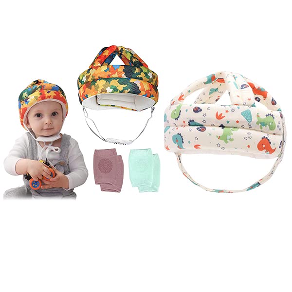Baby Safety Helmet Infant Toddler Breathable and Adjustable Head Cushion Bumper Bonnet for Running Walking Crawling with Soft Knee Pads