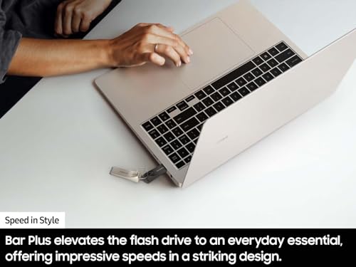 Image of Samsung BAR Plus USB 3.2 Flash Drive, 512GB USB Standard Type-A, Speeds Up to 400MB /s, Portable Storage Memory Stick, Durable Thumb Drive Compatible with USB 3.0 /2.0, MUF-512BE3 /AM, Champagne Silver