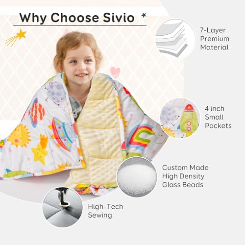 Image of Sivio Minky Dotted Weighted Blanket, Super Soft Crystal Velvet Reversible Heavy Blanket with Cute Cartoon Patterns, 5 lbs, 36x48 Inch, Pink Unicorn