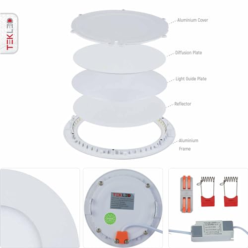 TEKLED LED Round Recessed Ceiling Light, 5700k Daylight - Image 3