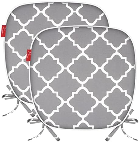 Pcinfuns Outdoor Patio Chair Cushions 16 x 17 Inch Water Repellent Chair Pads All Weather Chair Seat Cushion for Garden Patio Furniture Chair,Set of 2,Grey Plaid
