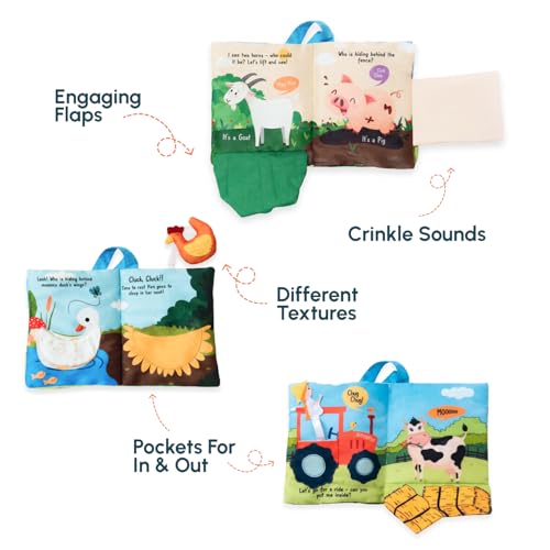 Image of Curious Cub Crinkle Cloth Book for Babies 0-6 Months, Sensory Toy