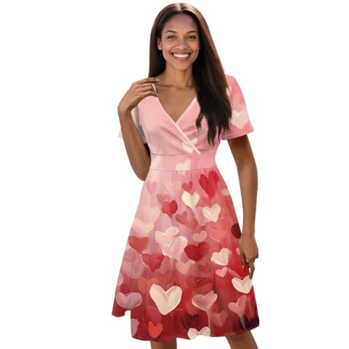 Image of Women's Summer Formal Dresses Short Sleeve Wrap V Neck Dresses Bridesmaid Wedding Guest Dress with Pockets