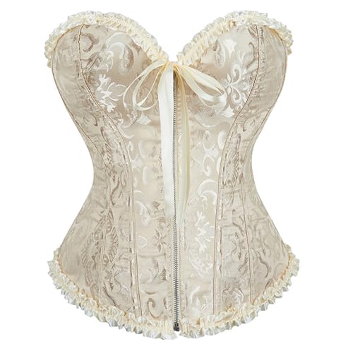 Corsé con cordones y varillas para mujer, para Halloween, Navidad, fiesta pirata, boda, cosplay, disfraces góticos, talla grande, lencería moldeadora de cuerpo, Beige-c, 6XL