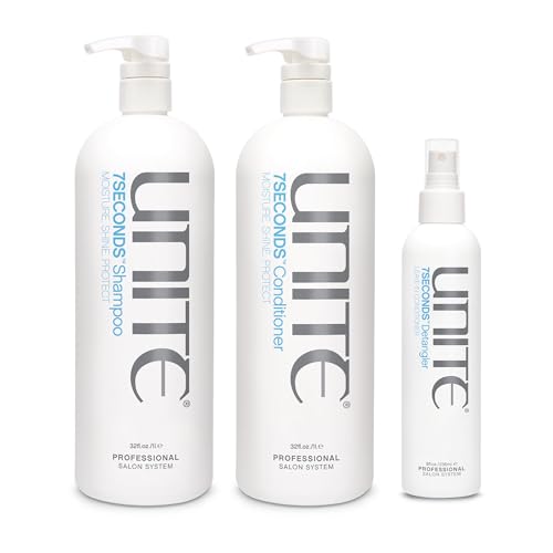 UNITE Hair – 7SECONDS Shampoo, Conditioner & Detangler – Professional-Size System for Hydration, Strength & Shine – UV & Heat Protection – 32 Fl Oz, 32 Fl Oz & 8 Fl Oz image 5