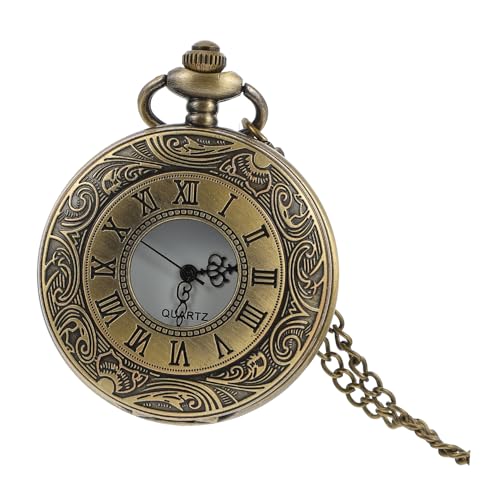 BESPORTBLE Vintage Roman Numeral Pocket Watch with Sturdy Chain Waist-Hanging Design for Men and Women Practical Steampunk Fashion Accessory
