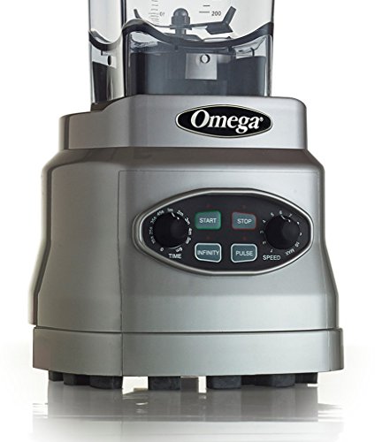 Omega 3Hp Blender 64 Oz Bpa Free Container Creates Delicious Smoothies Features Stainless Steel Blades & 10-Speeds Plus Pulse Includes Plunger & Recipe Book, 1400-Watt, Silver #TOP6