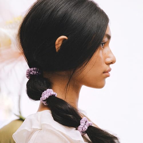 Image of Slip Silk Hair Ties - Skinny Silk Wildflower Scrunchies, No Damage, No Crease, Anti-Breakage |100% Mulberry Silk | All Hair Types | Made with Proprietary Slipsilk | Set of 4