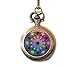 Montre gousset avec pendentif en forme de mandala abstrait - Plaqué argent - Bijoux et chaîne - Guérison spirituelle - Montre de yoga - Bijoux bleu, violet, rose