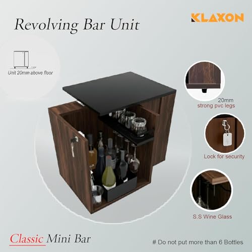 Image of Klaxon Mini Bar Cabinet for Home, 55 x 45 cm Compact Bar Unit with Wine Rack and Open Shelf, Living Room and Dining Room Bar Storage, Engineered Wood, Forest Dark (Iris)