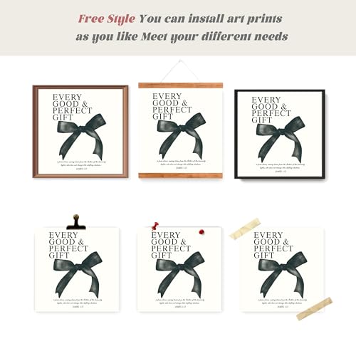 Image of LARTSFRO Coquette Black Bow Bible Wall Art Decor Posters, Black Bow Room Bedroom Bathroom Dorm Wall Art Decor Aesthetic for Teen Girls Gifts, Inspirational Bible Verses Bow Wall Decor, 10x10 Inch Set of 4 Pcs Bow Pictures (UNFRAMED)