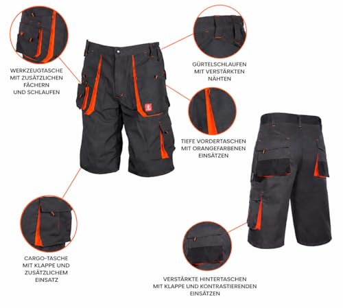 Urgent URG-A 54 Berfus Arbeit Kurz Hose Sommer, Graphit/Orange