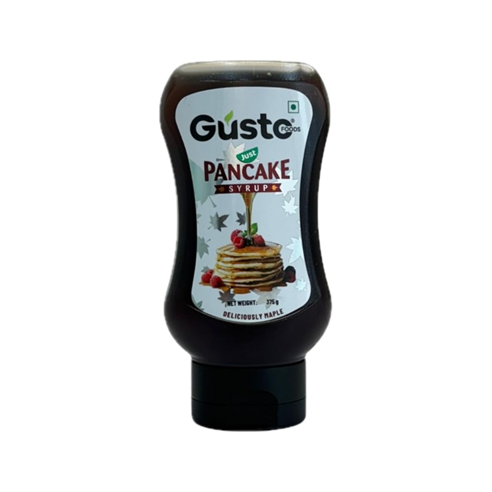 Gusto Foods Pancake Syrup, 375g | Canadian Grade A Maple Syrup Pure | Healthy and Nutritious Sweet Syrups for Pancakes, Waffles, Yoghurt and Desserts | No Additives | No Added Colours (Pack of 1)