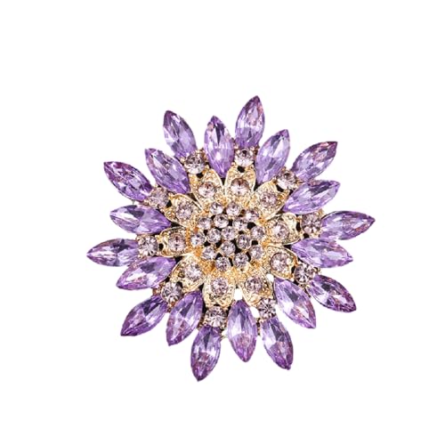 Image of Sunflower Rhinestone Brooch for Women Daisy Brooch Pins with Crystal Flower Accessory Pins Jewelry Birthday Gift Colorful Crystal Sunflower Brooch Pin for Dress Hat Decoration
