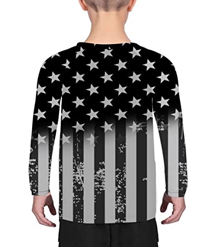 American Flag Rash Guards for Boys and Girls,Long Sleeve Compression BJJ Kids and Youth Tops