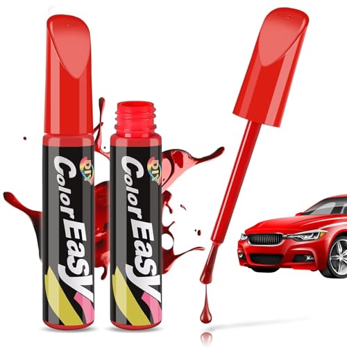 BASTOUR Auto Lackstift Lackreparaturstift Auto Reparatur Lack Auto Pinsel, Autolackstift, Autokratzer Reparaturmittel Autolack Reparatur für Autos Reparaturwerkzeug,Lack Reparatur, 12 ml, 2pc,Rot