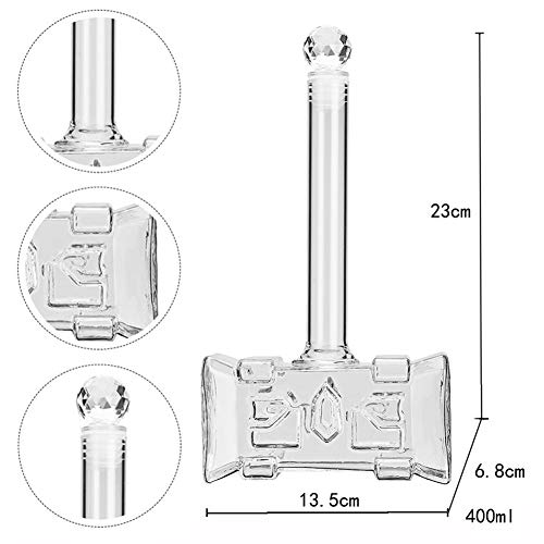 Willcome Creative Hammer Shaped Whiskey Decanter Glass Liquor Bottle for Cocktail, Alcohol, Scotch, Bourbon, Vodka or Wine - 13.5 Oz - Thumbnail 2