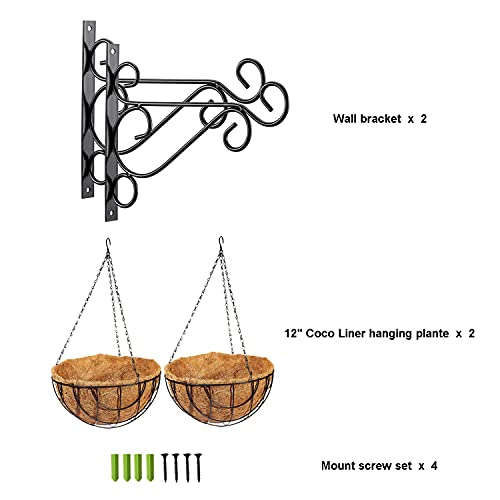 Nutroeno 12 Inch Coco Liner Hanging Planter With Bracket thumb #1