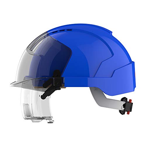 JSP EVO VISTALENS Safety Helmet Hard Hat, Vented, Blue, Integrated Impact Resistant Eyewear, ABS Shell, Adjustable Harness - Image 3