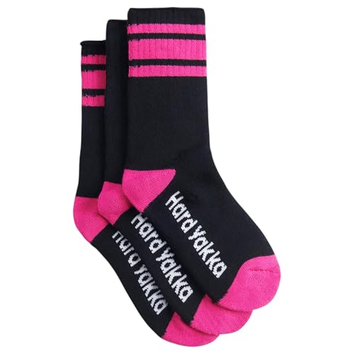 Hard Yakka Women's Bamboo Socks, Black/Pink, Size 3-8 (Pack of 3)