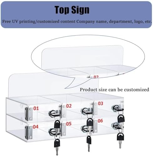 Cell Phone Locker Box with Door Locks and Keys Clear Acrylic Jail Storage Cabinet Wall Mounted,Transparent Acrylic Mobile Storage Cabinet with Locks – 15 Compartment nizer for School Office image 4