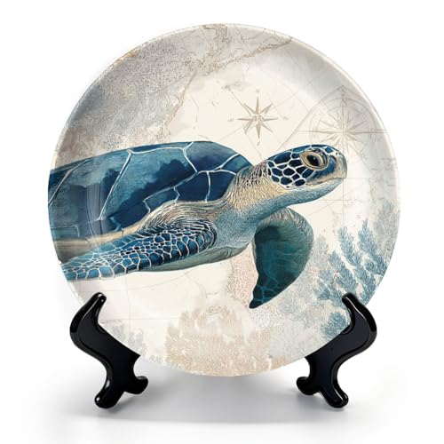 HABEN ARTWORK 8" Ceramic Plates for Display Ocean Coastal Modern