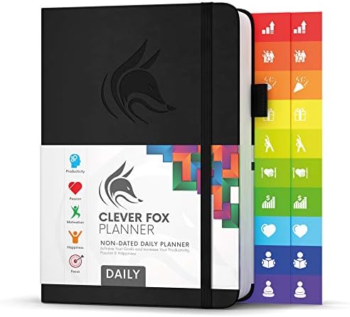 Clever Fox Planner Daily  Best Agenda & Daily Calendar to Boost Productivity & Hit Your Goals  Gratitude Journal Personal Daily Organizer  14.5x21cm, Lasts 6 Months, Undated, Dark Blue