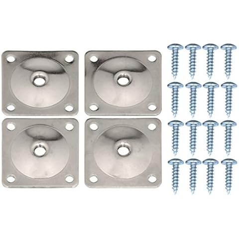 Pandora Hardware Furniture Leg Attachment Plates 5/16 -in, Heavy Duty Top Plate for Sofa, Table, Ottoman and Couch. Mounting Screws Included, 12 Gauge Galvanized Steel Set of 4 Cover