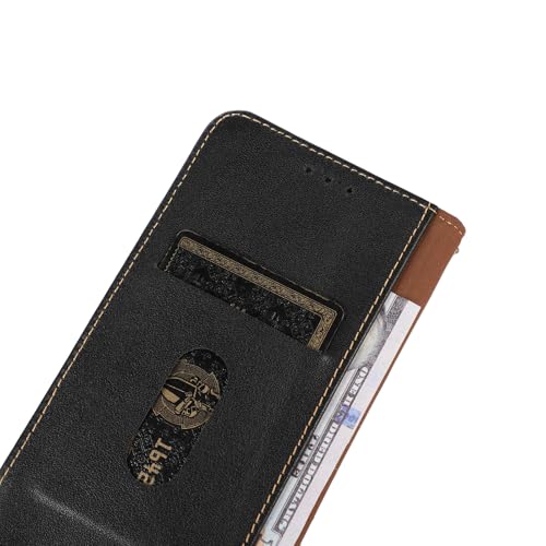 Étui portefeuille iPhone 15 Pro noir housse cuir véritable 6,1 pouces