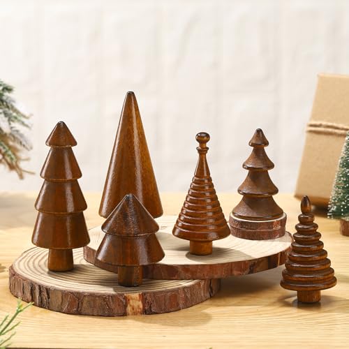 Namalu 6 Pcs Mini Wooden Christmas Trees Wood Christmas Trees