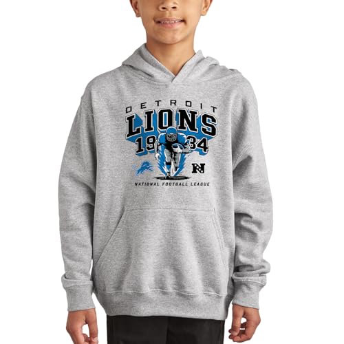 Junk Food NFL - Detroit Lions - Halfback Blast - Officially Licensed Youth Pullover Fleece Hoodie for Boys and Girls