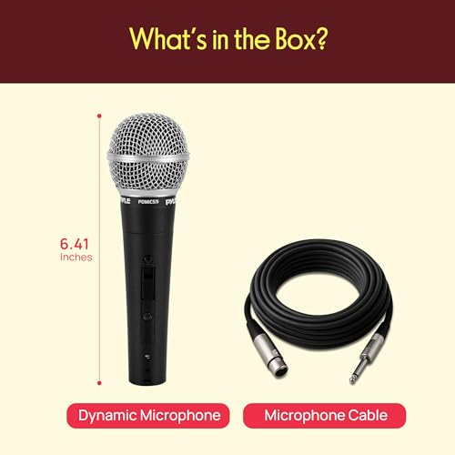 Pyle Professional Dynamic Vocal Microphone - Moving Coil Dynamic Cardioid Unidirectional Handheld Microphone with ON/OFF Switch Includes 15ft XLR Audio Cable to 1/4'' Audio Connection - PDMIC59 - Image 3