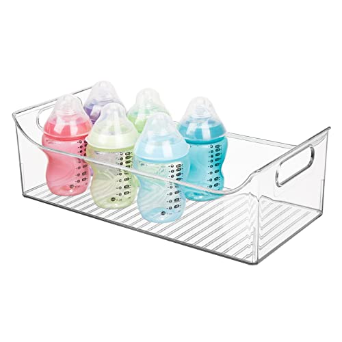 mDesign Portable Nursery Storage Plastic Baby Organizer Storage Caddy Bin w/Handles for Kids/Child Essentials - Holds Diapers, Wipes, Bottles, Baby Food, Snacks - 16