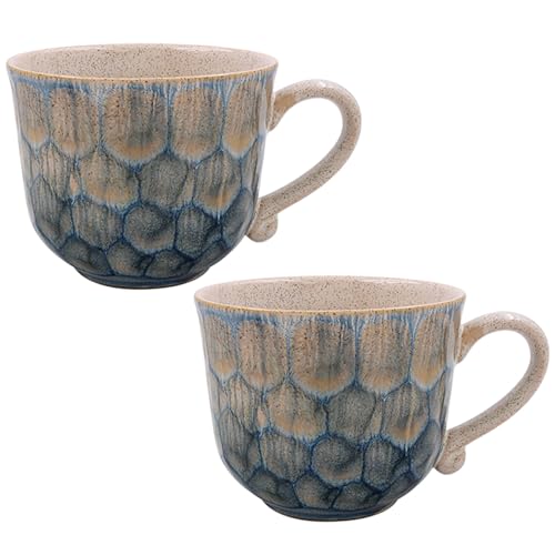 Lesser & Pavey Reactive Glaze Mugs Green Set of 2 for Hot Drinks | Fine China Printed Coffee Cups for Kitchen & Home | Reusable Tea and Coffee Mugs for Every Occasion & All Type of Drinks