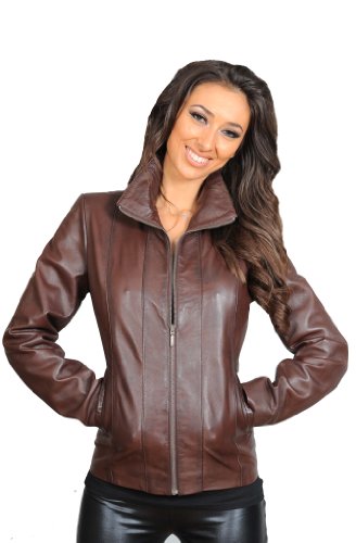 Veste de motard en cuir souple Nicole ajustée à votre silhouette