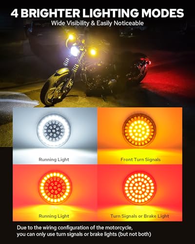 Image of Benlari 2inch Turn Signals, 48LEDs Front Rear 1157 Turn Signals with 4 Smoked Lens Cover Fit for Harley Touring Street Glide Road Glide Road King Sportster Iron 883 Dyna Softail 1986-2024