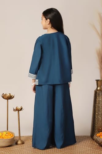 Image of Fashion Dream Girl's Silk Blend Ethnic Top and Palazzo Set |Kids Salwar Suit Set|Indo Western Set