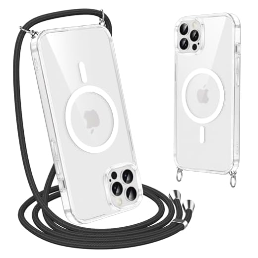 Olgary Magnetisch Handyband Hülle mit Band für iPhone 11 Pro Max, [Kompatibel mit Magsafe] Necklace Handyhülle Schutzhülle zum Umhängen Kordel, Transparent Stoßfest Kratzfest Case, Schwarz