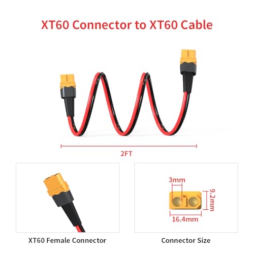 Cable conector XT60 hembra 10 AWG resistente para paneles solares y baterías 6