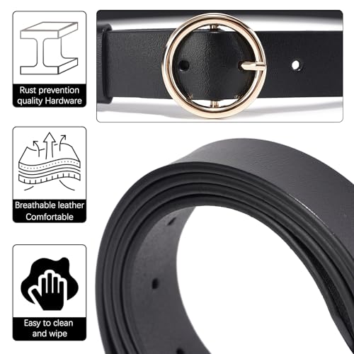 zency Soft Wide Leather Women Belts Fashion Round Pin Buckle Waist Belt For Jeans Pants Dresses4