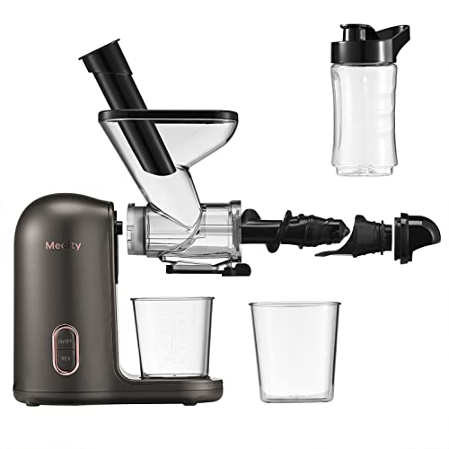 Mecity Small Masticating Juicer Electirc Slow Juicer With Reverse Function For Home, Easy To Clean Juicer Extractor With Travel Bottle, Self-Feeding Juice Maker For Vegetable And Fruit #TOP7