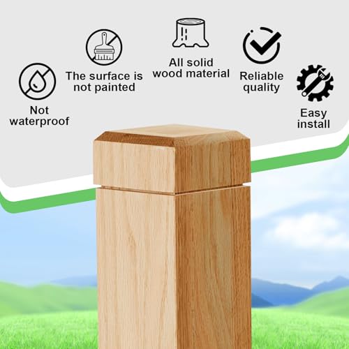 Image of CroBlissful 3.5 inch x 3.5 inch x 48 inch Solid Red Oak Stair Newel Post with a Single Groove Notched Newel Wood Balusters for Staircase Interior Railing Newels for Stair Handrails