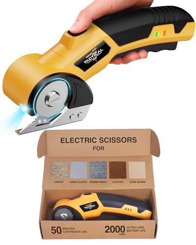 Tactical Electric Scissors Cordless Cardboard Cutter Electric Box Cutter for Cardboard Heavy Duty 4V Rechargeable Power Scissors with Safety Lock LED Light for Carpet Plastic Leather