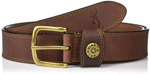 Browning Mens Rugged Belts Leather Slug, Brown, No Camo, 38