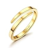 THUNARAZ 14K Gold Filled Open Twist Rings for Women Girls Stacking Stackable Thin Gold Ring Pinky Thumb Midi Eternity Band Ring Comfort Fit Size 5 to 10