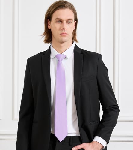 Image of KOOELLE Men's Ties Solid Pure Color Plain Neckties Formal Black Ties For Men